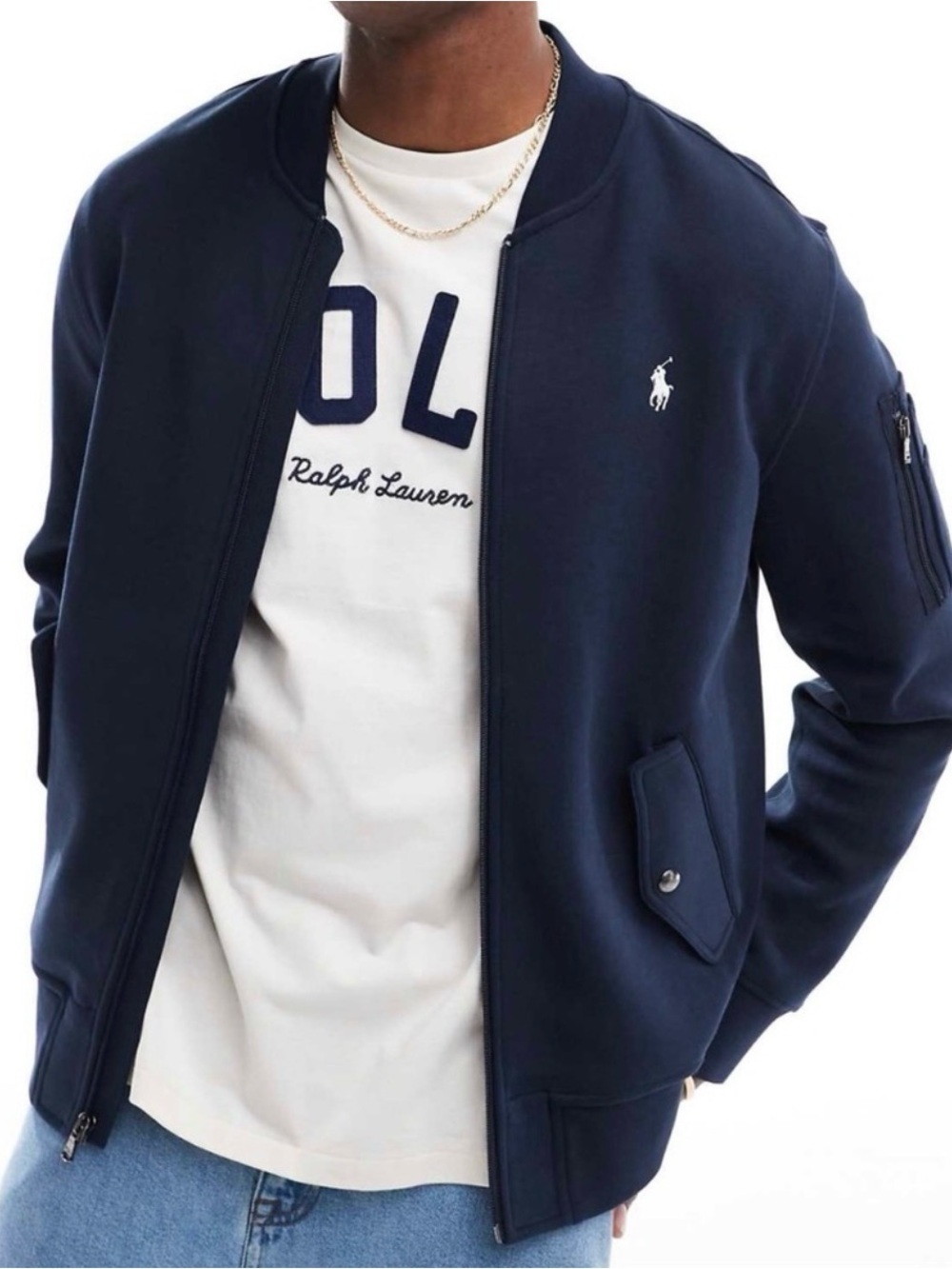 Polo Ralph Lauren Bomber Jacket Men 3XB Big Blue Full Zip Pony Logo‎